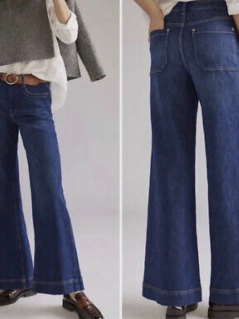 Maeve Dark Blue Wide Leg Jeans